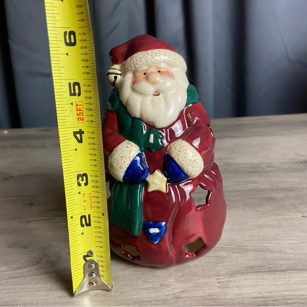 Bella Casa by Ganz Ceramic SANTA Claus Tea‎ Light Candle Holder Red Christmas